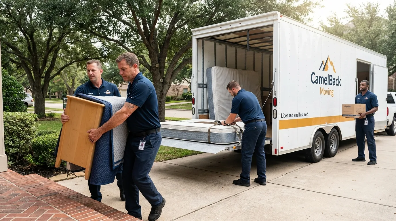 Crew loading residential truck for cross-state move from Troy, PA