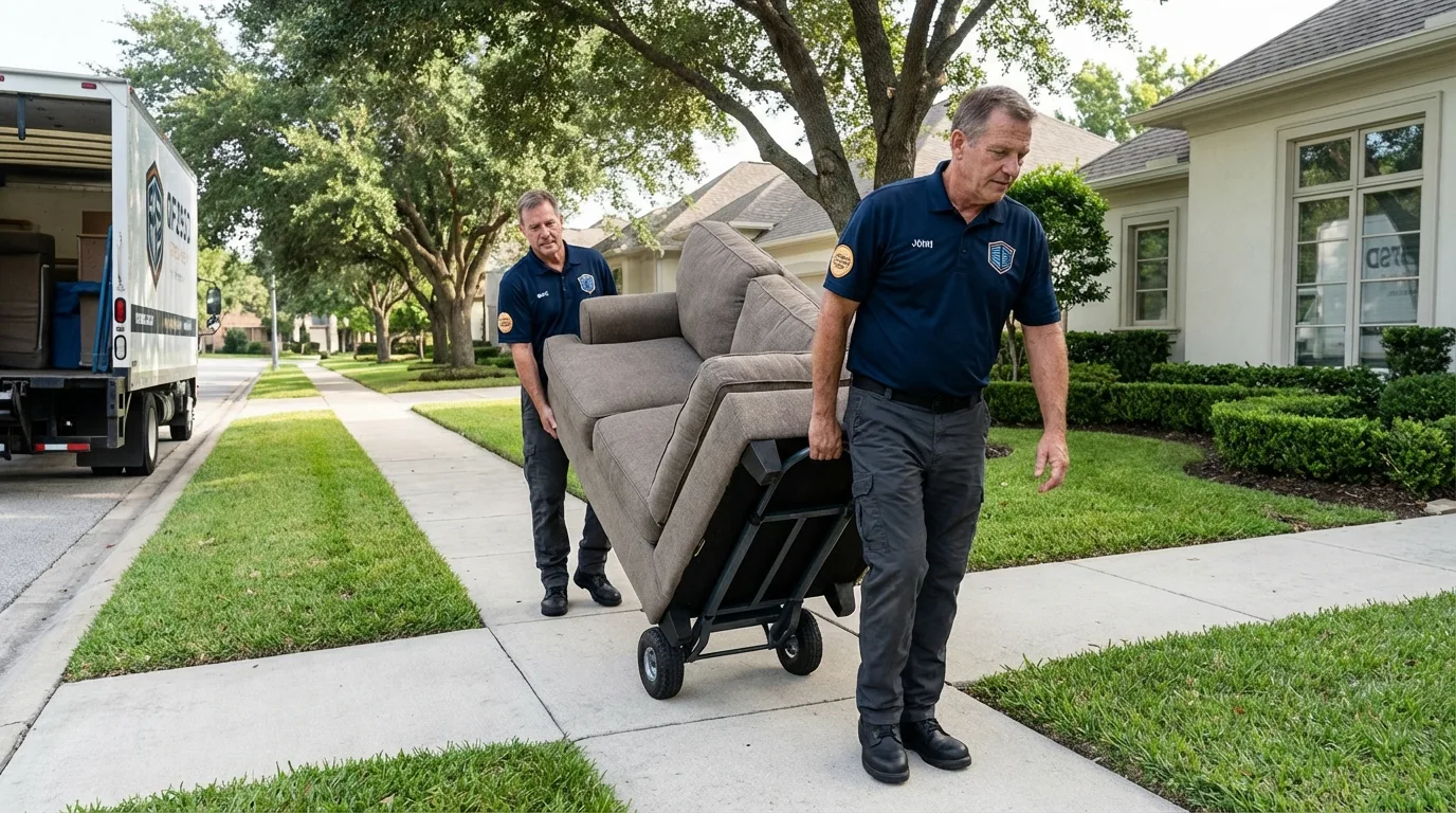 Local residential moving crew loading furniture in Troy, PA